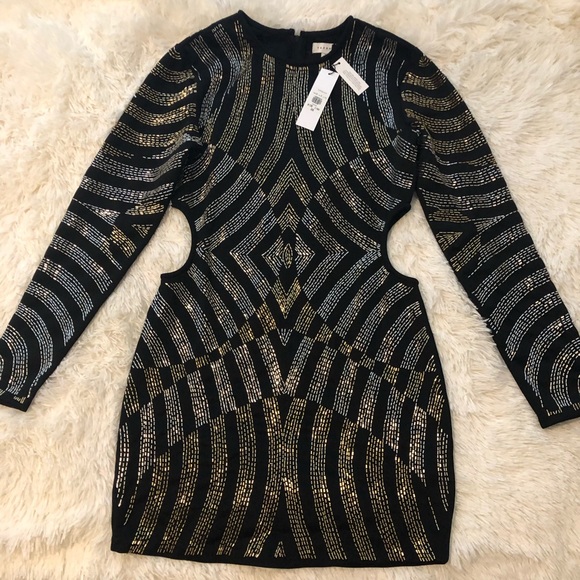 Top shop Bugle Bead Cutout Body-Con Dress - Picture 6 of 7